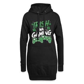 Irischer Gaming-Style - Hoodie-Kleid - Schwarz - Vorne