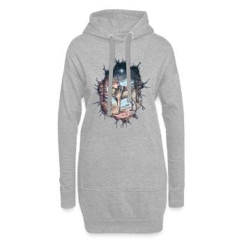 Loup - Sweat-shirt à capuche long Femme - gris chiné - Devant