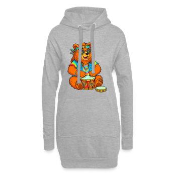 Hippie Bär - Hoodie-Kleid - Grau meliert - Vorne