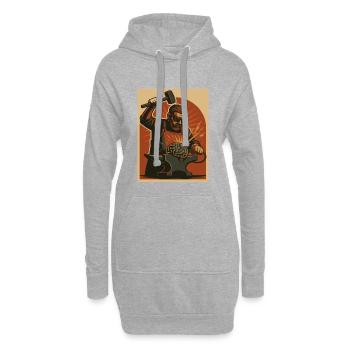 Schmied schmiedet Gehirn auf Amboss - Hoodie-Kleid - Grau meliert - Vorne