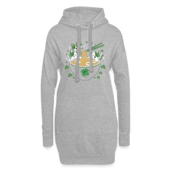 Fête Ramen pour chats avec Lucky Clover - Sweat-shirt à capuche long Femme - gris chiné - Devant