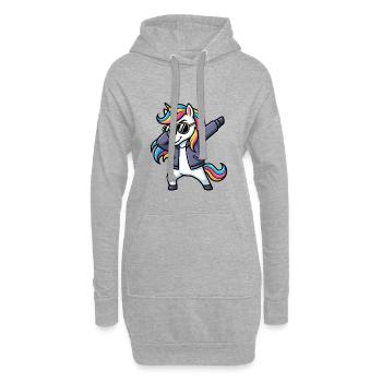 Dabbing Einhorn mit Sonnenbrille Cartoon Motiv - Hoodie-Kleid - Grau meliert - Vorne
