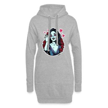Blaue Frau mit Rosen und Herzen - Hoodie-Kleid - Grau meliert - Vorne