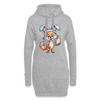 T-shirt de Pâques – Renard avec œuf - Sweat-shirt à capuche long Femme - gris chiné - Devant