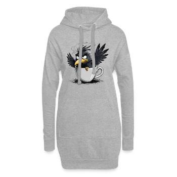 Morgenmuffel Kaffee Kein Bock Rabe Schlechte Laune - Hoodie-Kleid - Grau meliert - Vorne