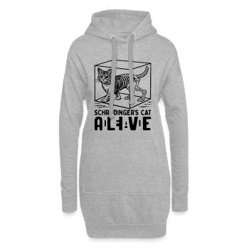 Le chat de Schrödinger vivant et mort - Sweat-shirt à capuche long Femme - gris chiné - Devant