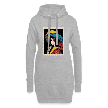 Geisha-Neon-Regenschirm - Hoodie-Kleid - Grau meliert - Vorne