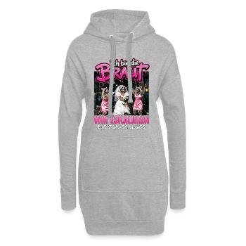 T-shirt de fête de garçon Femme de la fête de mariage - Sweat-shirt à capuche long Femme - gris chiné - Devant