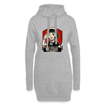 Sag Hallo zu Glory Retro Girl - Hoodie-Kleid - Grau meliert - Vorne
