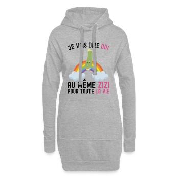 Future Mariée EVJF Le Même Zizi Pour Toute La Vie - Sweat-shirt à capuche long Femme - gris chiné - Devant