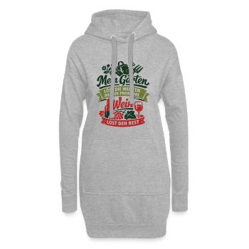 Mein Garten löst meine Probleme - Wein Spruch - Hoodie-Kleid - Grau meliert - Vorne