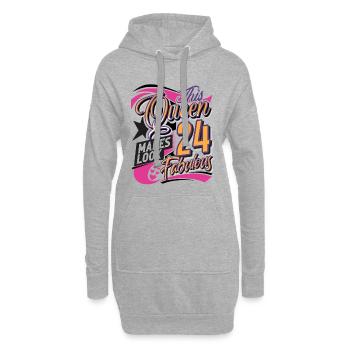 24. Geburtstag Queen - Hoodie-Kleid - Grau meliert - Vorne