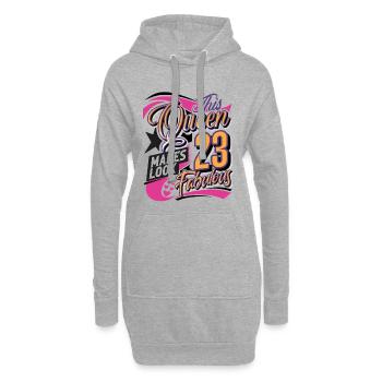 Reine des 23 ans - Sweat-shirt à capuche long Femme - gris chiné - Devant