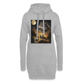 Mondlicht Wolf: Nachtwald-Wächter - Hoodie-Kleid - Grau meliert - Vorne