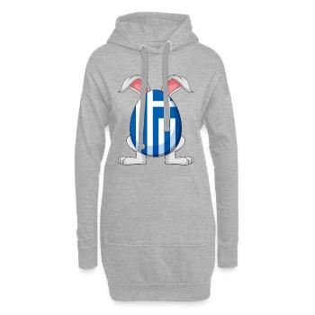 Kleiner Tsourekaki, griechischer Oster-Pascha-Hase, - Hoodie-Kleid - Grau meliert - Vorne