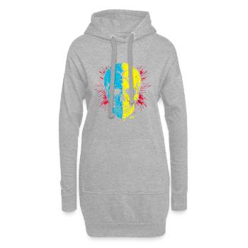Skull Split Neon Palette - Hoodie-Kleid - Grau meliert - Vorne