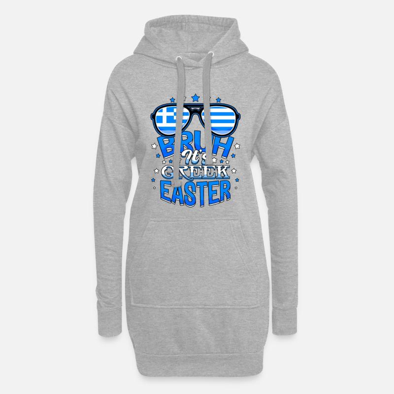 Bruh It's Greek Easter Orthodox Easter Pascha - Hoodie Dress - heather grey
