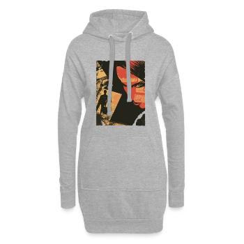 Noir Collage Portrait - Sweat-shirt à capuche long Femme - gris chiné - Devant