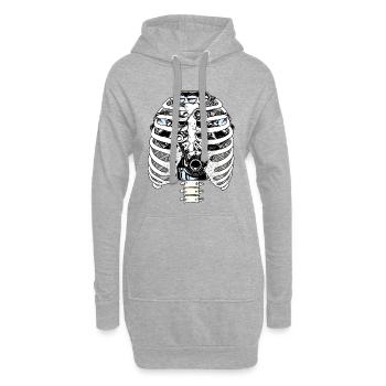 Biomech Ribcage-Motormechaniker - Hoodie-Kleid - Grau meliert - Vorne