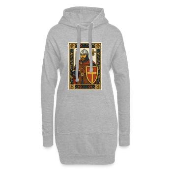 Mittelalterliches Ritterplättchen-Emblem - Hoodie-Kleid - Grau meliert - Vorne