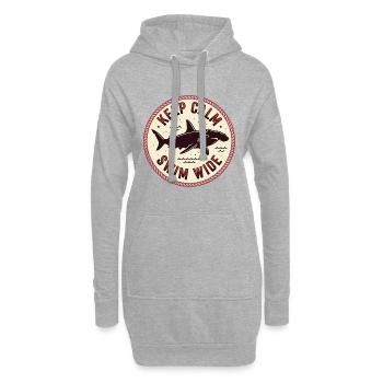 Haifisch Badge mit Spruch Swim Wide - Hoodie-Kleid - Grau meliert - Vorne