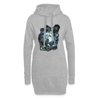 Deux aigles sauvages avec des motifs de faune lunaire - Sweat-shirt à capuche long Femme - gris chiné - Devant