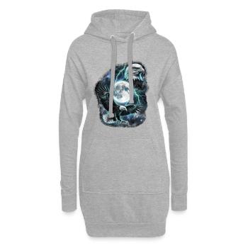 Deux aigles sauvages avec des motifs de faune lunaire - Sweat-shirt à capuche long Femme - gris chiné - Devant