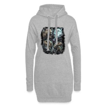 TROIS Hyènes sauvages avec des motifs de faune lunaire - Sweat-shirt à capuche long Femme - gris chiné - Devant