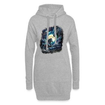 Zwei Wilde Pferde mit Mond Wildlife-Designs - Hoodie-Kleid - Grau meliert - Vorne