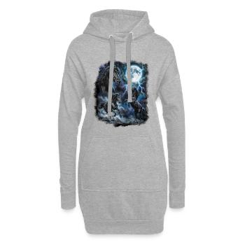 DREI Wilde Pferde mit Mond Wildlife-Designs - Hoodie-Kleid - Grau meliert - Vorne
