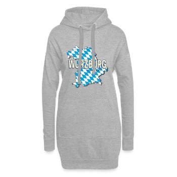 Carte murale rétro de la ville de Wurtzbourg, Bavière, Allemagne - Sweat-shirt à capuche long Femme - gris chiné - Devant