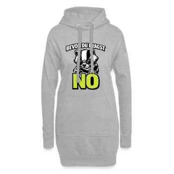 Bevor du fragst Nö mit Dachs im Cool-Style - Hoodie-Kleid - Grau meliert - Vorne
