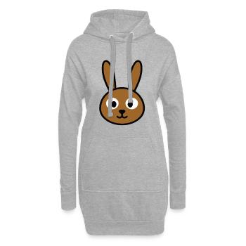 Tête de lapin minimaliste – Animal mignon - Sweat-shirt à capuche long Femme - gris chiné - Devant
