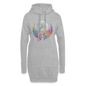 T-shirt Skull Ailes de Lune Style Rock de Crâne - Sweat-shirt à capuche long Femme - gris chiné - Devant