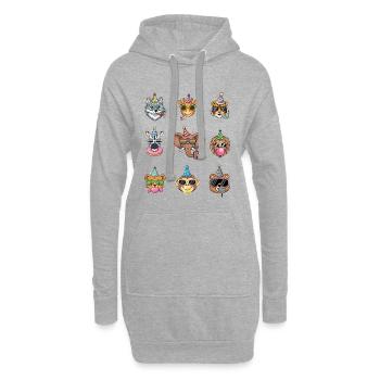 Fête du zoo Animaux Anniversaire du zoo de la jungle - Sweat-shirt à capuche long Femme - gris chiné - Devant