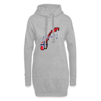 Karte mit norwegischer Flagge, ich liebe Norwegen - Hoodie-Kleid - Grau meliert - Vorne