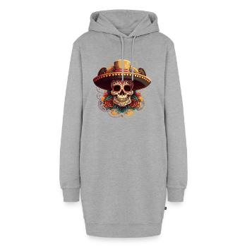 Sugar Skull Sombrero Fiesta - Hoodie-Kleid - Grau meliert - Vorne