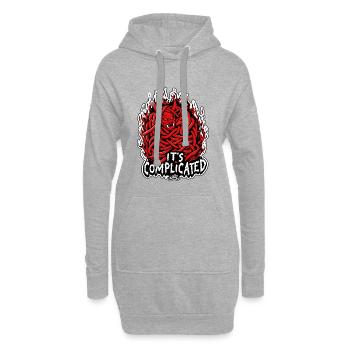 Verstrickter Feuerdämon: Es ist kompliziert - Hoodie-Kleid - Grau meliert - Vorne