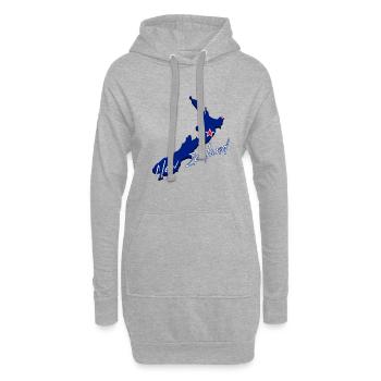 Carte avec le drapeau de la Nouvelle-Zélande - Sweat-shirt à capuche long Femme - gris chiné - Devant