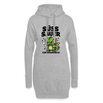 Wütender Comic Drache im Fantasy Kawaii Stil - Hoodie-Kleid - Grau meliert - Vorne