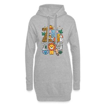 Z steht für Zootiere, Zooparty, Dschungel-Zoo-Geburtstag - Hoodie-Kleid - Grau meliert - Vorne