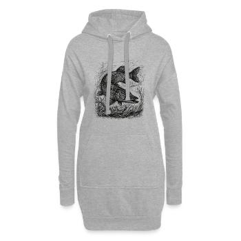 Hecht Angeln Design – Croquis de pêche au brochet - Sweat-shirt à capuche long Femme - gris chiné - Devant