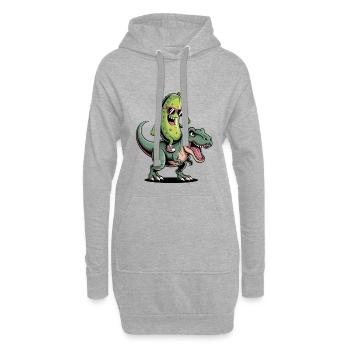 Un concombre aigre chevauche un dinosaure - Sweat-shirt à capuche long Femme - gris chiné - Devant