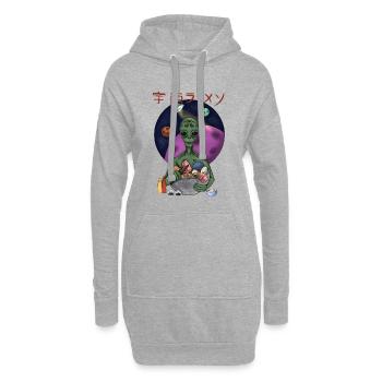 Alien Eating Ramen Retro Space Shirt - Hoodie Dress - heather grey - Front