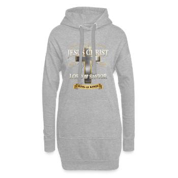 Verset biblique de Jésus, La voie de la vérité, la vie - Sweat-shirt à capuche long Femme - gris chiné - Devant