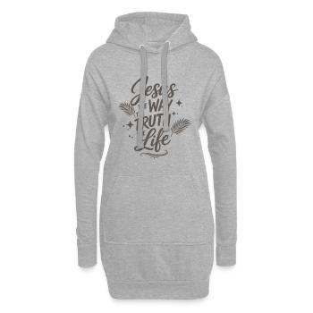 Verset biblique de Jésus, La voie de la vérité, la vie - Sweat-shirt à capuche long Femme - gris chiné - Devant