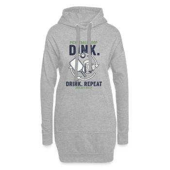 Pickleball-lustiger Spieler Dink Trink Wiederholung Spiel - Hoodie-Kleid - Grau meliert - Vorne