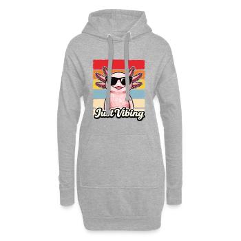 Juste Vibing Axolotl Retro mignonne et drôle de t-shirt - Sweat-shirt à capuche long Femme - gris chiné - Devant