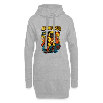 Atomic Pug Hero an Bord - Hoodie-Kleid - Grau meliert - Vorne