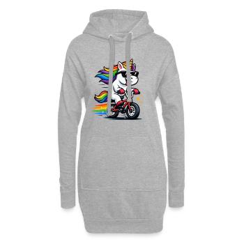 Licorne cool sur vélo – Arc-en-ciel drôle - Sweat-shirt à capuche long Femme - gris chiné - Devant